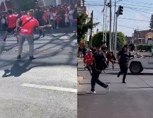 Seguidores de ambos clubes coincidieron en una vialidad que conduce al estadio, situación que derivó en un intercambio de insultos y el lanzamiento de objetos. ESPECIAL.
