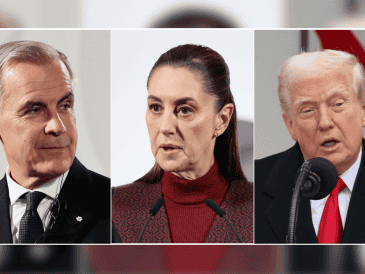 El primer ministro de Canadá, Mark Carney (i); la Presidenta de México, Claudia Sheinbaum (c); y el presidente de Estados Unidos, Donald Trump. EFE/J. Méndez/O. Guzmán