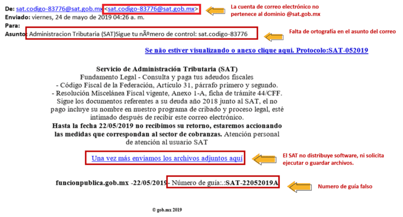 En los correos oficiales del SAT, la dependencia no se dirige al contribuyente por su correo electrónico. ESPECIAL/SAT&nbsp;