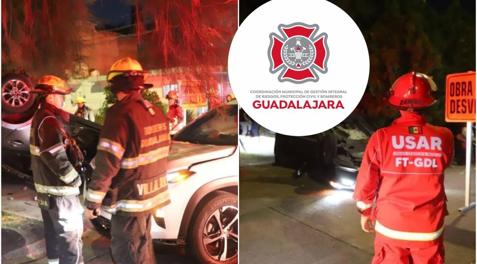 Bomberos de Guadalajara se presentaron en el lugar en compañía de personal del SAMU y paramédicos de la Cruz Verde. ESPECIAL / FACEBOOK Protección Civil y Bomberos GDL