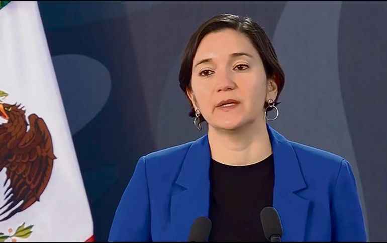 Marcela Figueroa, titular del SESNSP, durante la conferencia mañanera en Acapulco. ESPECIAL