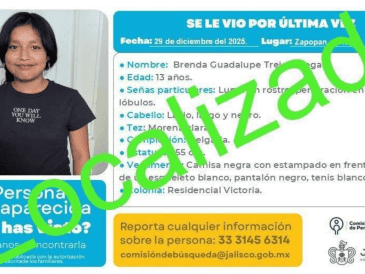 Se trata de Brenda Guadalupe, de 13 años. Su localización se logró gracias a un operativo de búsqueda. CORTESÍA