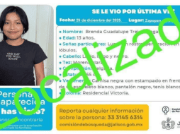 Se trata de Brenda Guadalupe, de 13 años. Su localización se logró gracias a un operativo de búsqueda. CORTESÍA