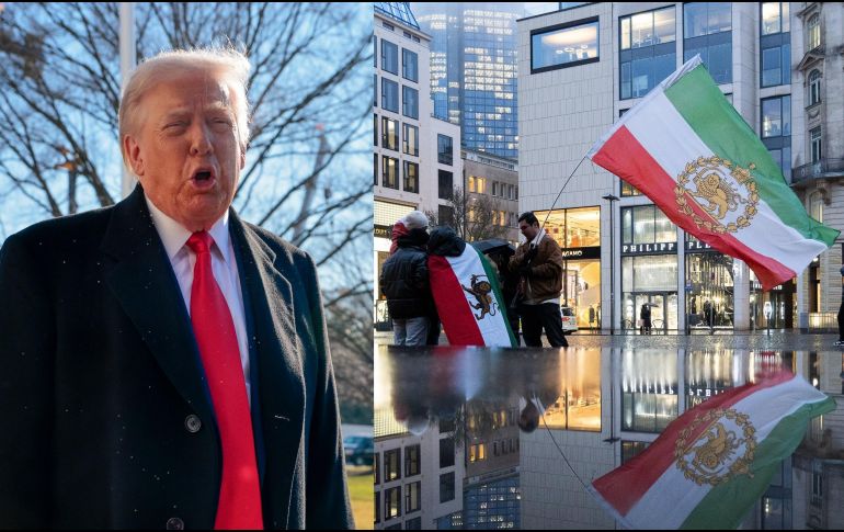 Donald Trump se manifiesta a favor de las protestas en Irán. ESPECIAL, EFE / S. Thew y EFE / M. Basualdo