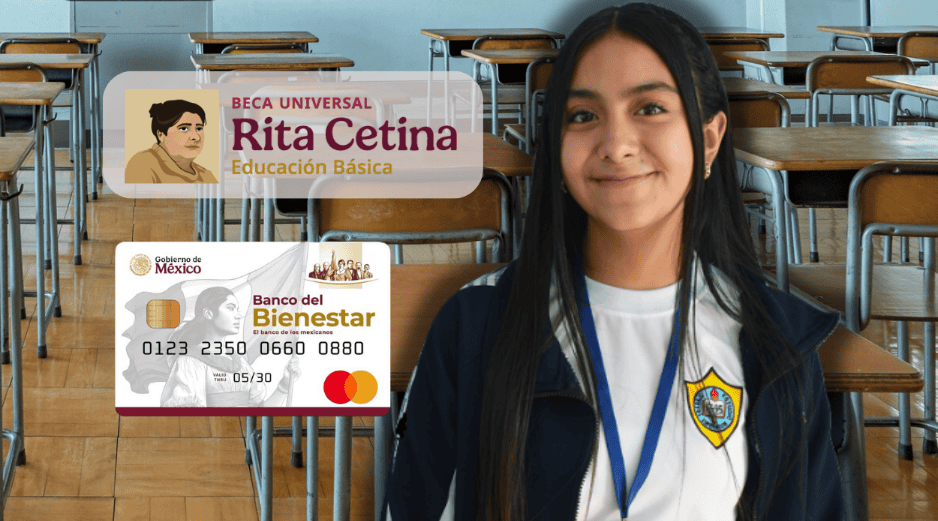 El depósito que corresponde al pago triple a beneficiarios de la Beca Rita Cetina será de, por lo menos, 5 mil 700 pesos. ESPECIAL/Canva/Gobierno de México