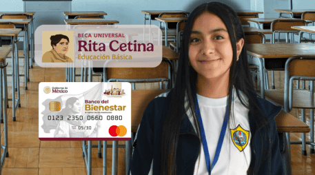 El depósito que corresponde al pago triple a beneficiarios de la Beca Rita Cetina será de, por lo menos, 5 mil 700 pesos. ESPECIAL/Canva/Gobierno de México