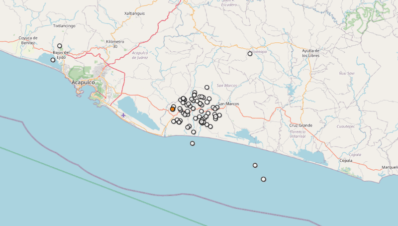 &nbsp;Sismo en Guerrero. En la imagen se pueden apreciar las réplicas registradas tras el temblor del 2 de enero. ESPECIAL / SSN