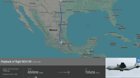 Según la plataforma, antes de viajar a México, el avión realizó al menos ocho vuelos en territorio estadounidense. Flightradar24