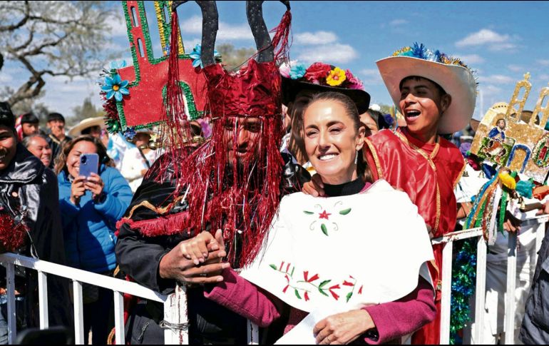 Claudia en San Miguel de Allende para encabezar el Plan de Justicia de los Pueblos Chichimeca y Otomí del Noreste de Guanajuato y del Semidesierto de Querétaro. EL UNIVERSAL