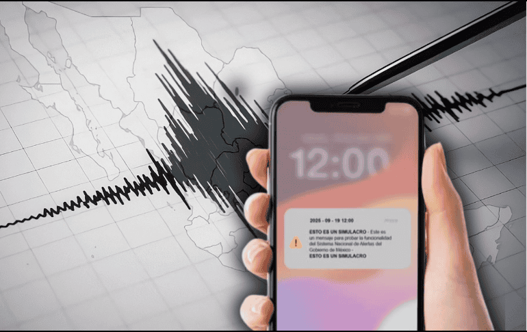 Este cambio en la alerta sísmica de los celulares también tendrá la finalidad de que los ciudadanos puedan distinguir cuando se trata de un sismo o simulacro. ESPECIAL/Canva/Gobierno de México