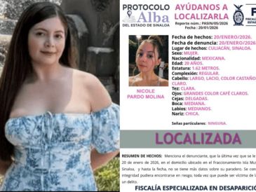 La Fiscalía de Sinaloa confirmó que la influencer ‘La Nicholette’ fue localizada con vida tras cuatro días desaparecida. INSTAGRAM/@nicholette_0521/FISCALíA DE SINALOA/ESPECIAL