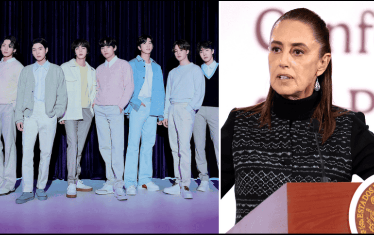 La Presidenta de México reveló que envió una nota al presidente de Corea del Sur  para solicitar su intervención y facilitar que BTS realice más conciertos en México. EFE/J. Méndez/Ocesa/BTS