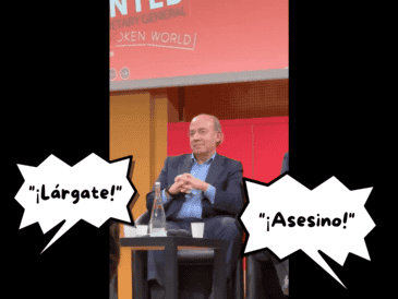 Durante la conferencia en la que partició Calde´ron se escucharon los gritos de "¡asesino!" y "¡lárgate!". ESPECIAL