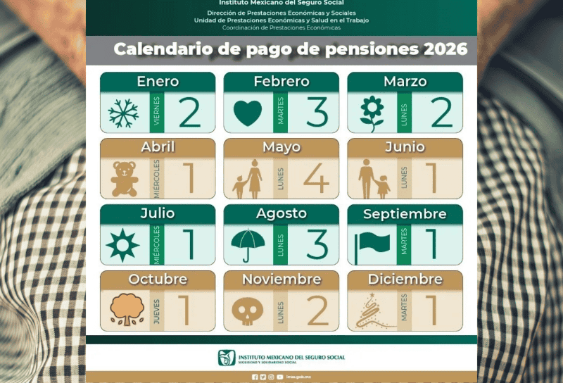Calendario oficial de pagos de la Pensión IMSS 2026. ESPECIAL&nbsp;