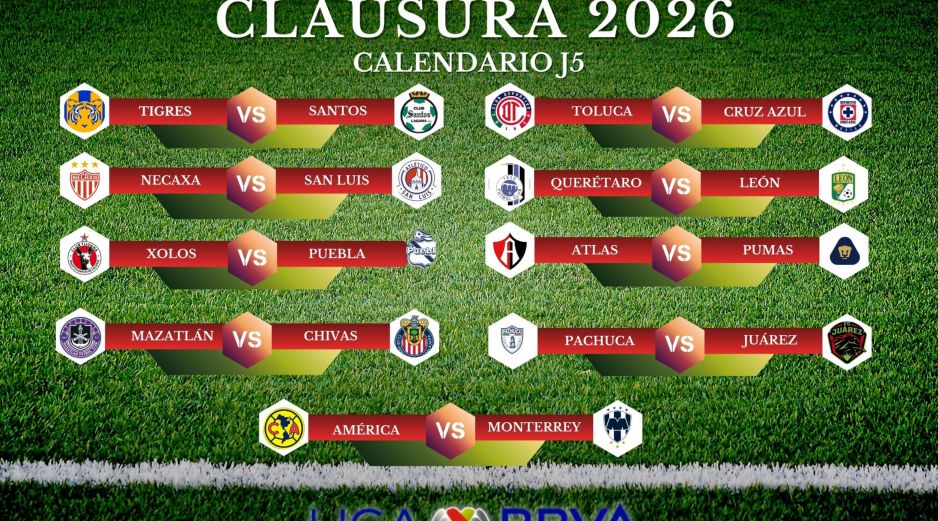 La actividad de la Jornada 5 del Clausura 2026 se disputará viernes y sábado. ESPECIAL / CANVA
