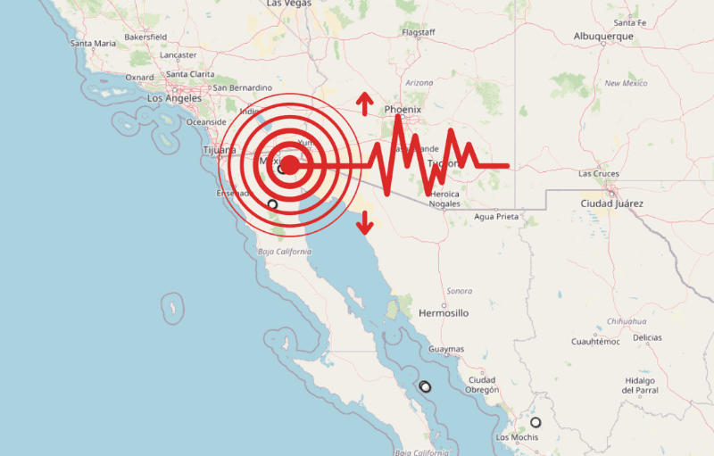 &nbsp;Sismo en Baja California. ESPECIAL / SSN