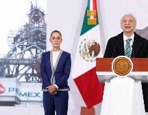 La presidenta Claudia Sheinbaum durante su conferencia matutina, la acompaña el director de Pemex. Víctor Rodríguez Padilla, SUN/D. Sánchez