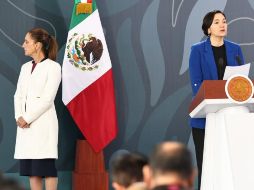 La titular del Secretariado Ejecutivo del Sistema Nacional de Seguridad Pública, Marcela Figueroa, presentó el reporte de incidencia delictiva en Michoacán. ESPECIAL/ X/ @Maffiguer