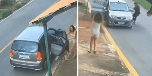 Hombre salta a un auto en movimiento y logra salvar a dos ni&ntilde;os | VIDEO