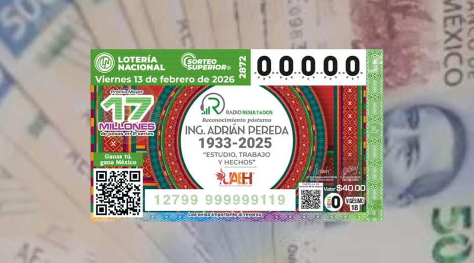 Resultados del Sorteo Superior 2872 de la Lotería Nacional del 13 de febrero