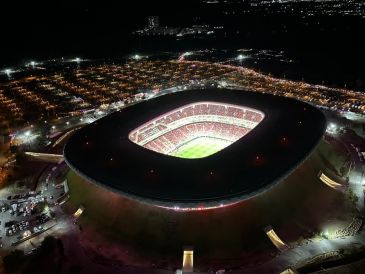 Helicóptero Titán sobrevoló el Estadio Akron para vigilar los alrededores del inmueble. CORTESÍA/POLICÍA DE JALISCO