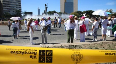 La manifestación transcurrió de manera pacífica y sin afectar el paso de ciclistas ni de las personas que transitaban por la Vía RecreActiva. ESPECIAL