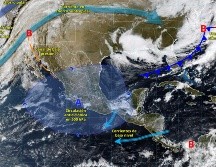 Este sistema interactuará con una vaguada polar y la corriente en chorro subtropical, lo que favorecerá rachas fuertes a muy fuertes. ESPECIAL/ SMN.