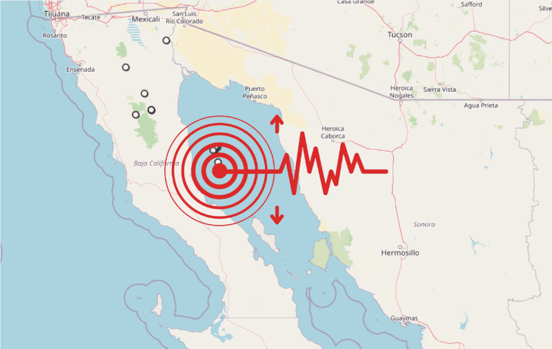 &nbsp;Sismo en Baja California. ESPECIAL / SSN