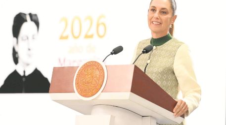 La Presidenta durante su conferencia en Palacio Nacional, donde anunció que presentará la reforma electoral el próximo 24 de febrero. EL UNIVERSAL