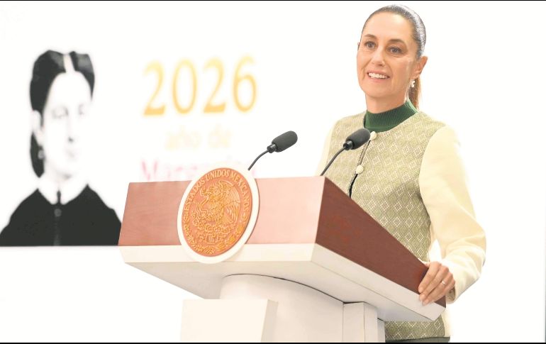 La Presidenta durante su conferencia en Palacio Nacional, donde anunció que presentará la reforma electoral el próximo 24 de febrero. EL UNIVERSAL