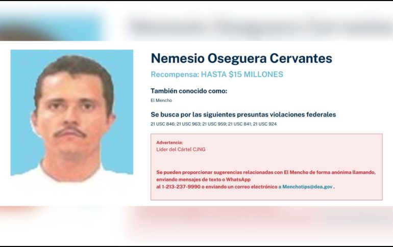 El Departamento de Justicia de Estados Unidos mantiene acusaciones formales en su contra por conspiración para distribuir cocaína y metanfetamina con destino a territorio estadounidense. ESPECIAL/ DEA.