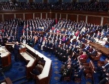 Donald Trump durante el discurso sobre el Estado de la Unión ante una sesión conjunta del Congreso.  EFE/EPA/JIM LO SCALZO