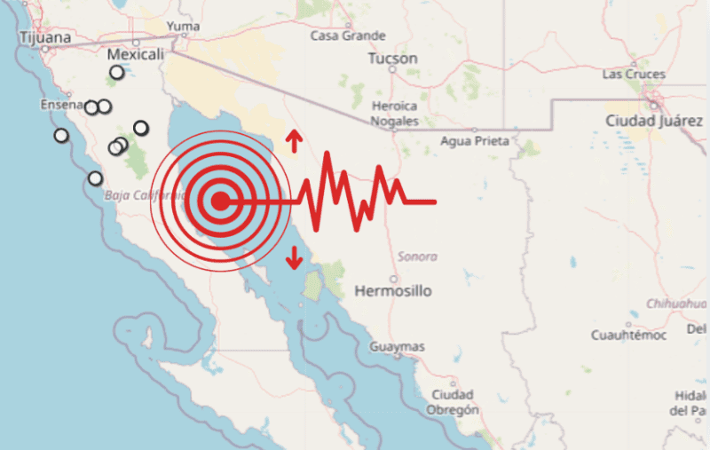 &nbsp;Sismo en Baja California. ESPECIAL / SSN