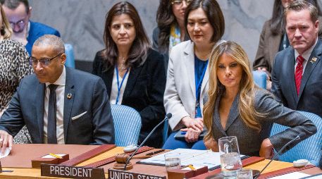 La primera dama de Estados Unidos, Melania Trump, presidió este lunes una sesión del Consejo de Seguridad de la ONU. EFE/ A. Colmenares.