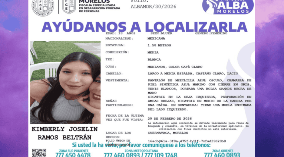 A 10 días de su desaparición, el cuerpo de la estudiante de la UAEM, Kimberly Jocelin Ramos, fue hallado en un predio del poblado de Chamilpa, en una zona boscosa de Cuernavaca que limita con la Universidad Autónoma del Estado de Morelos. ESPECIAL