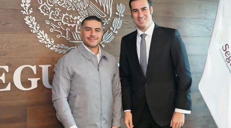 Omar García Harfuch y Miguel Torruco durante el anuncio de la incorporación del nuevo subsecretario de Prevención de las Violencias. ESPECIAL