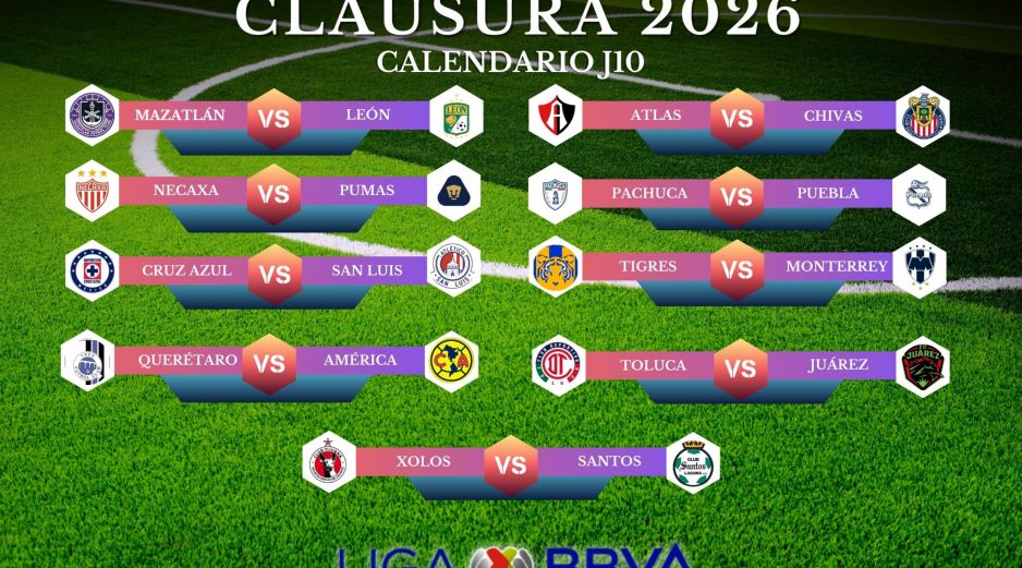 El Clausura 2026 de la Liga MX continúa con la actividad, ahora de la J10, que se disputará del 6 al 8 de marzo. ESPECIAL / CANVA