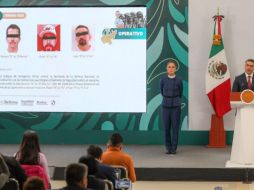 Claudia Sheinbaum y Omar García Harfuch, en la conferencia matutina en Guadalajara. EL INFORMADOR / A. Navarro