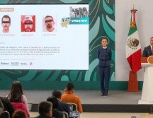 Claudia Sheinbaum y Omar García Harfuch, en la conferencia matutina en Guadalajara. EL INFORMADOR / A. Navarro