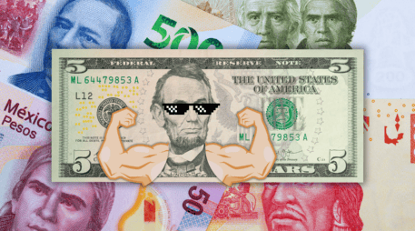 El peso cerró la semana cotizando 17.8 pesos por dólar, con el tipo de cambio tocando un mínimo de 17.22 y un máximo de 17.91 pesos por dólar, cifra no vista desde el pasado 13 de enero. ESPECIAL / CANVA