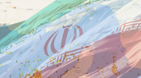 Captura que muestra la disminución del tráfico marítimo en el estrecho de Ormuz. EFE/Vesselfinder.com ESPECIAL/Unsplash