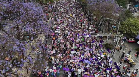 Este domingo 8 de marzo de 2026, la Ciudad de México se pintó de morado. SUN / D. Prado