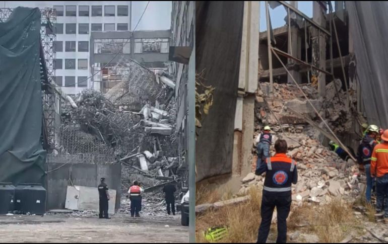 Equipos de emergencia mantienen un operativo en el lugar del derrumbe. CAPTURA DE PANTALLA/X/@davosv2004/ESPECIAL