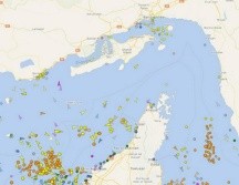 El estrecho de Ormuz concentra una quinta parte del tráfico marítimo de petróleo mundial. EFE/Vesselfinder.com