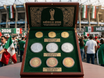 El Diario Oficial de la Federación dio a conocer los detalles y características de tres monedas conmemorativas para La Copa del Mundo de la FIFA; esta es una imagen ilustrativa. IA