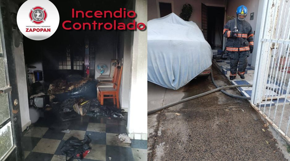 El incendio provocó la intoxicación de una persona al interior del domicilio. ESPECIAL / FACEBOOK Protección Civil y Bomberos Zapopan
