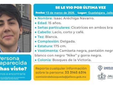 La ficha de búsqueda detalla que Isaac mide aproximadamente 1.75 metros, es de tez blanca, complexión delgada, tiene cabello lacio, corto y color café. CORTESÍA