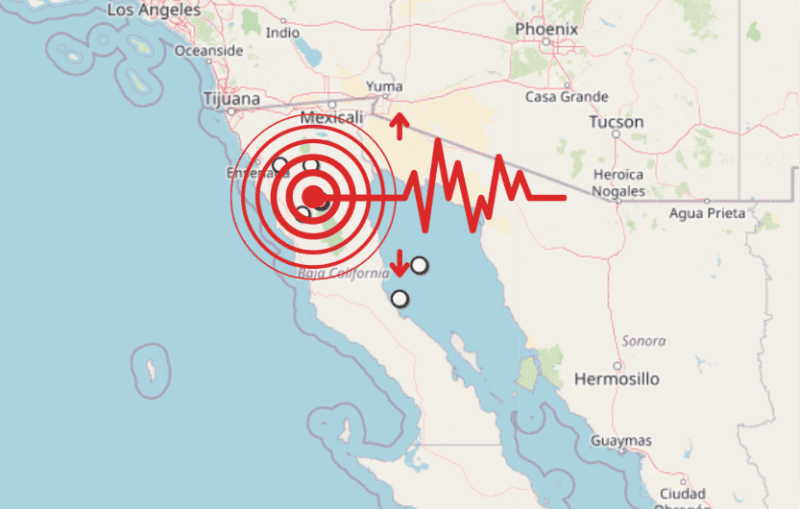 &nbsp;Sismo en Baja California. ESPECIAL / SSN