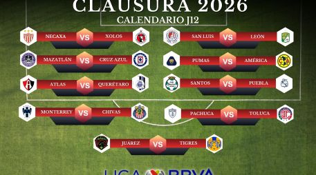 La Jornada 12 del Clausura 2026 presenta duelos imperdibles en la lucha por los puestos de Liguilla. ESPECIAL / CANVA