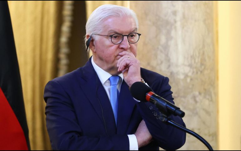 El presidente de Alemania, Frank-Walter Steinmeier, reacciona durante una rueda de prensa este lunes en Ciudad de Panamá (Panamá). EFE/ C. Lemos